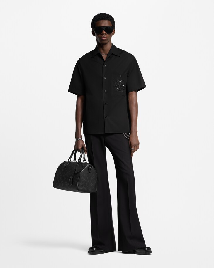 LOUIS VUITTON cotton LV spread embroidery Short sleeve T-shirt tops black XS